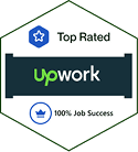 Top-Rated and 100% Job Success badge by Upwork